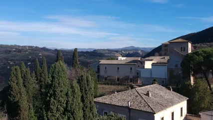 Abbey of Farfa (Lazio, Italy) - It's one of the most famous catholic abbeys of Europe of Benedictine Order, near Rome. Aerial view