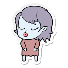 sticker of a cute cartoon vampire girl
