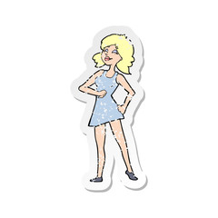 retro distressed sticker of a cartoon proud woman