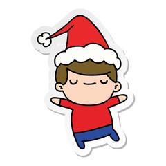 christmas sticker cartoon of kawaii boy