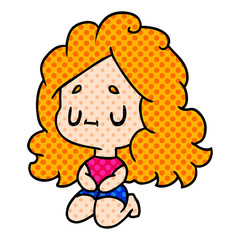 cartoon of a cute kawaii girl