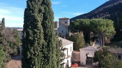 Abbey of Farfa (Lazio, Italy) - It's one of the most famous catholic abbeys of Europe of Benedictine Order, near Rome. Aerial view