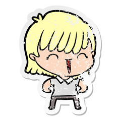 distressed sticker of a cartoon woman