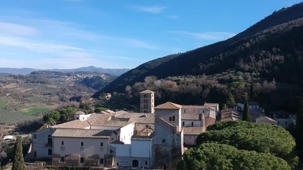 Abbey of Farfa (Lazio, Italy) - It's one of the most famous catholic abbeys of Europe of Benedictine Order, near Rome. Aerial view