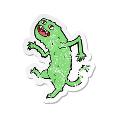 retro distressed sticker of a cartoon monster