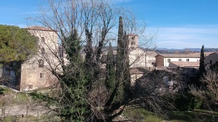 Abbey of Farfa (Lazio, Italy) - It's one of the most famous catholic abbeys of Europe of Benedictine Order, near Rome. Aerial view