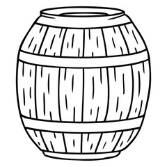 line drawing doodle of a wooden barrel
