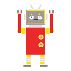 flat color retro cartoon robot