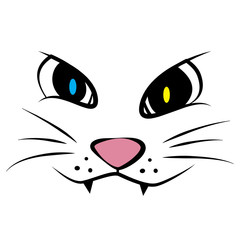 Cat face cartoon isolated on white background.