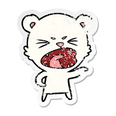 distressed sticker of a angry cartoon polar bear