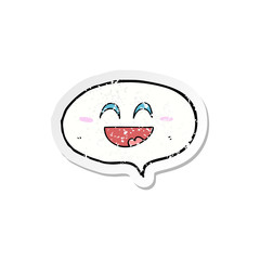 retro distressed sticker of a cute cartoon speech balloon