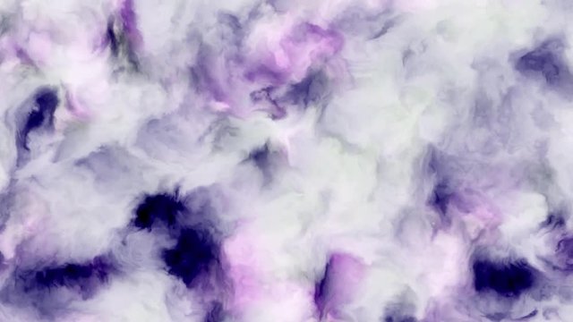 Loopable 4k video of milky white pink and purple clouds in a nebula in space, slowly moving, forming and dissolving, 4k, 3840p, 24fps
