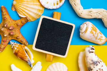 Colorful summer backgraund with place for text and bleackboard