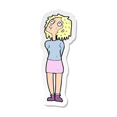 sticker of a cartoon curious woman