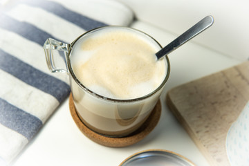 Beautiful home made coffee  in modern kitchen