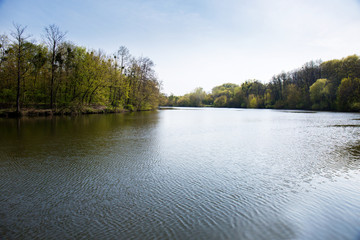 Fototapeta na wymiar View of the spring river