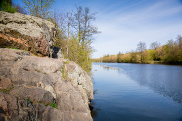 Fototapeta na wymiar stone bank at the river