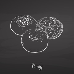 Bialy food sketch on chalkboard