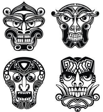 Tribal Mask. Idols icon set