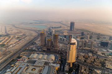 Aerial view Dubai city panoramic United Arab Emirates