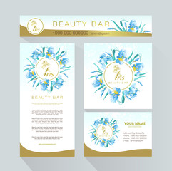 Template  for the brand Iris Beauty Bar. Beauty logo.   Iris flower logo. Romantic design for natural cosmetics, perfume, women products.