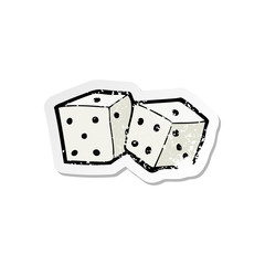 retro distressed sticker of a cartoon dice
