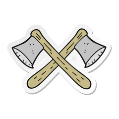 sticker of a cartoon crossed axes