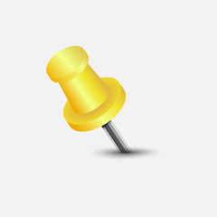 Vector illustration of yellow push pin.