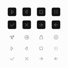 web buttons and line icons set for use on the site
