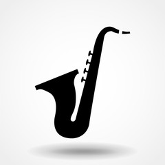 Saxophone trumpet vector icon. Saxophone symbol. Sign for mobile concept and web design. Vector illustration. - obrazy, fototapety, plakaty