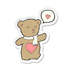 sticker of a cartoon cute bear with love heart