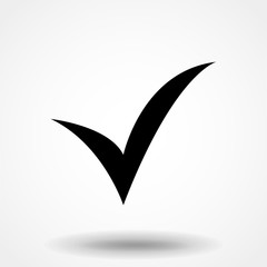 Black check mark icon. Tick symbol in black color, vector illustration.