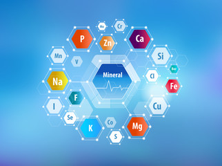All minerals for human health. Abstract scheme.