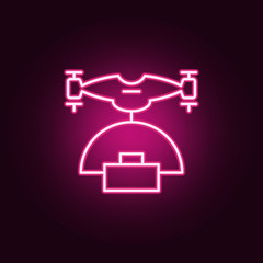 drone with parcel icon. Elements of Drones in neon style icons. Simple icon for websites, web design, mobile app, info graphics