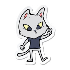 sticker of a confused cartoon cat