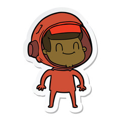 sticker of a happy cartoon astronaut