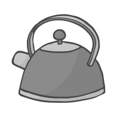 Hand drawn color teapot on white background. Vector illustration.