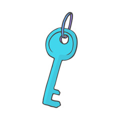 Freehand drawn color cartoon key. Vector illustration isolated on white background.