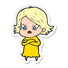 sticker of a cartoon stressed woman