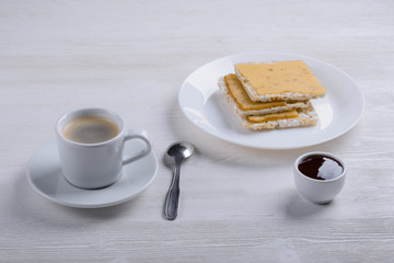 coffee, toast and cranberry sauce