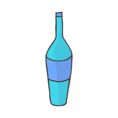 Color bottle doodle icon. Vector illustration isolated on white background.