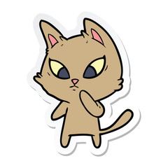 Obraz na płótnie Canvas sticker of a confused cartoon cat