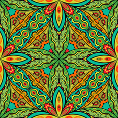 Bright detailed Indian seamless background. Fancy oriental ornament.