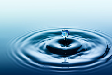 Falling drop of water with earth image