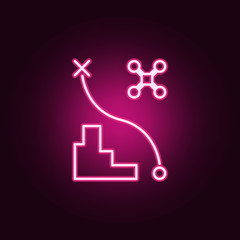 drone flight path icon. Elements of Drones in neon style icons. Simple icon for websites, web design, mobile app, info graphics