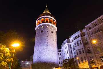Fototapeta na wymiar Night view of Galata Tower