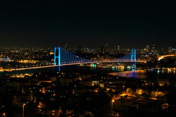 Fototapeta na wymiar Night look of Istanbul Bosphorus Bridge