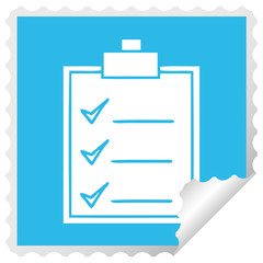 square peeling sticker cartoon check list