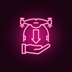 the drone descends icon. Elements of Drones in neon style icons. Simple icon for websites, web design, mobile app, info graphics