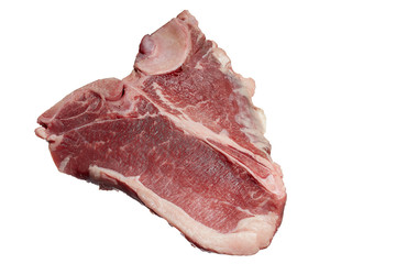 Raw meat steak with rosemary and herbs, isolate